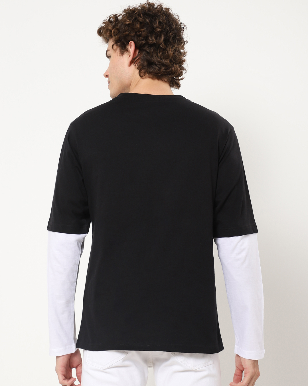 Shop Men's Black Listen Typography Doctor Sleeve Oversized T-shirt-Back