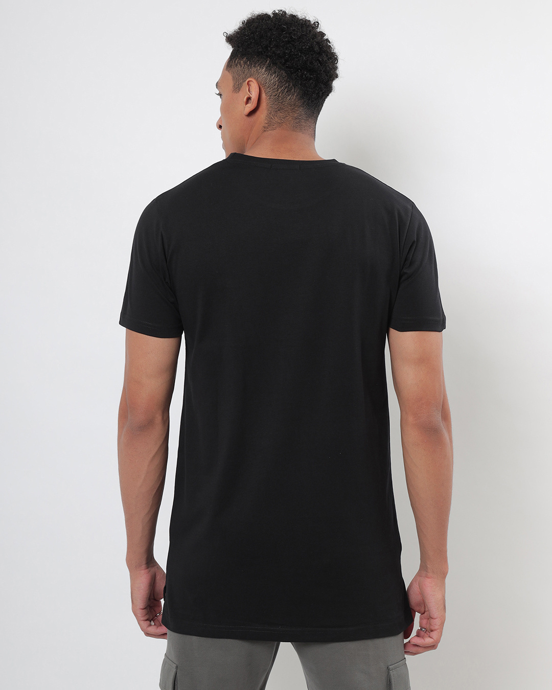 Shop Men's Black Listen Typography T-shirt-Back