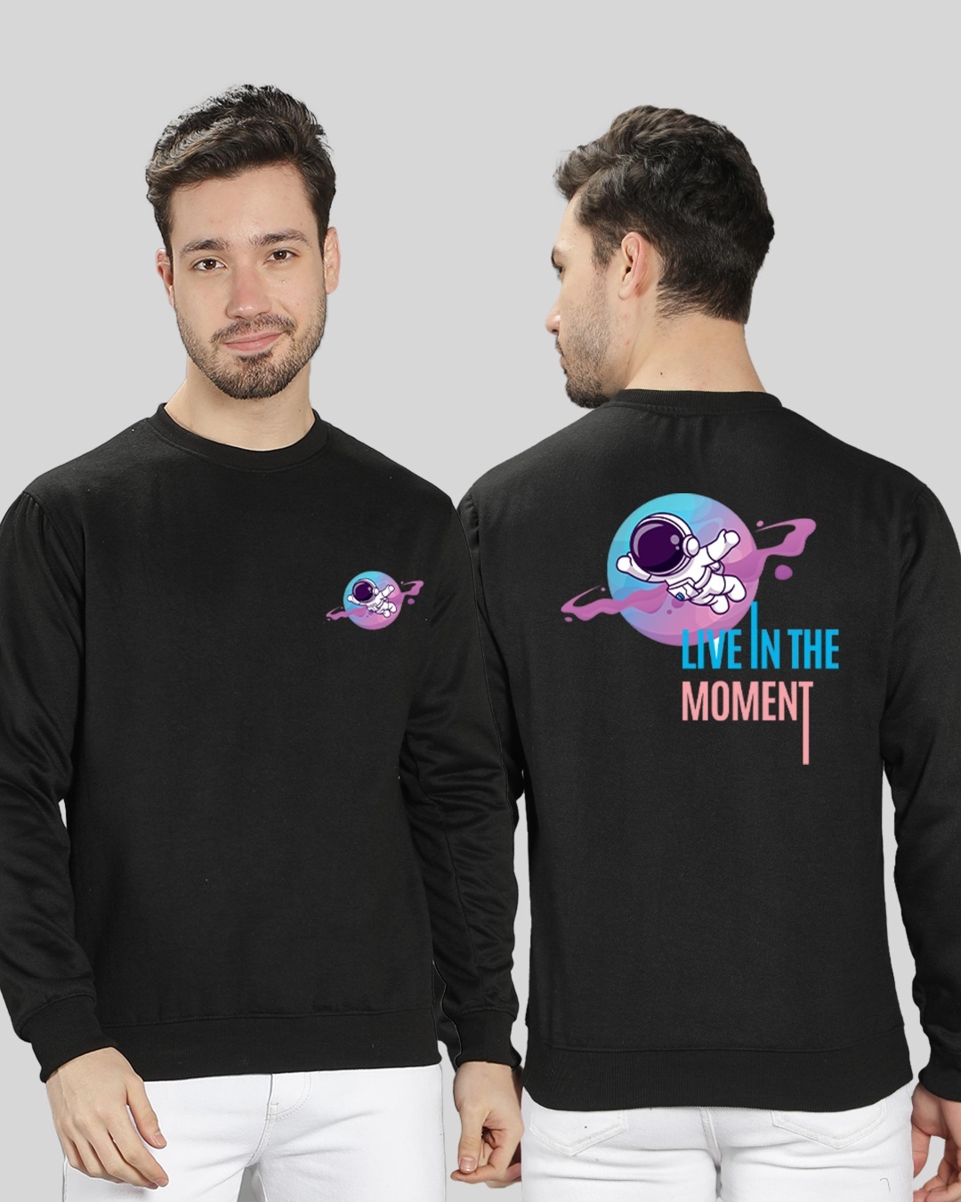 Buy Men's Black Live In The Moment Graphic Printed Sweatshirt Online at