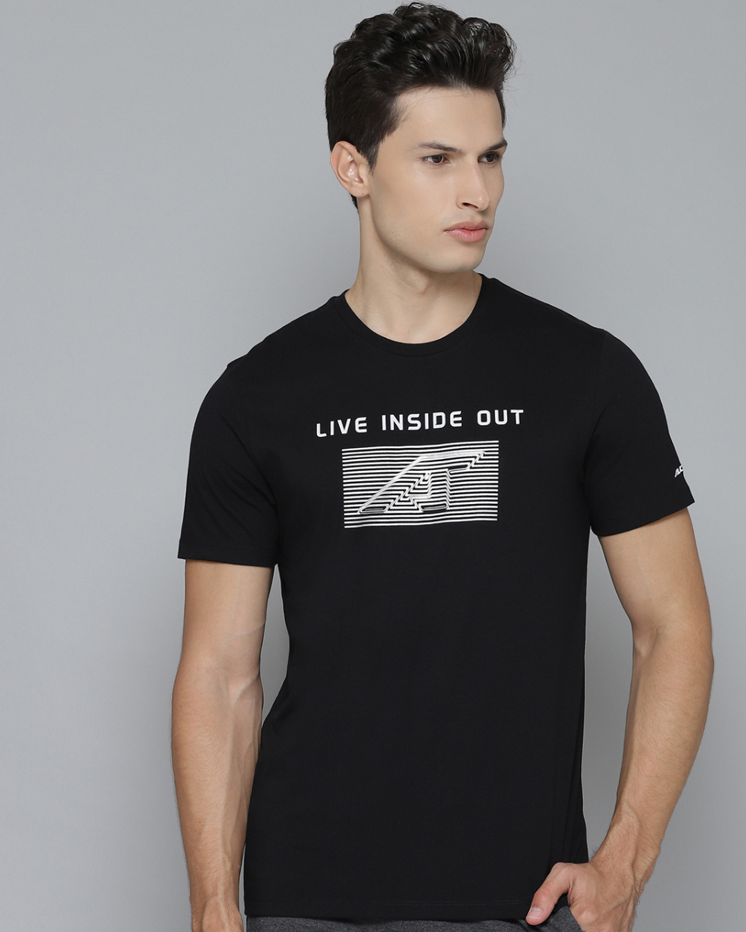 Buy Men's Black Live Inside Out Typography Slim Fit T-shirt Online at ...