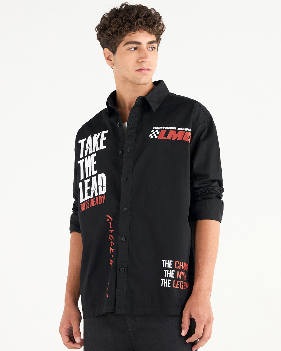 Shop Men's Black LMQ Typography Oversized Shirt-Back