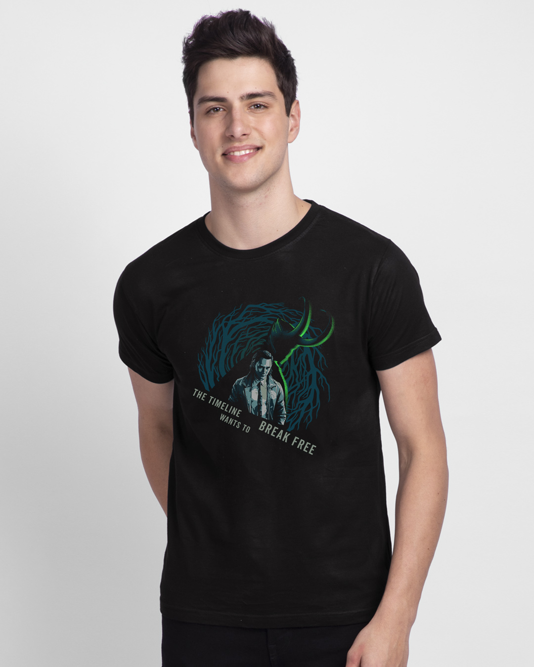 Shop Men's Black Loki Time T-shirt-Back