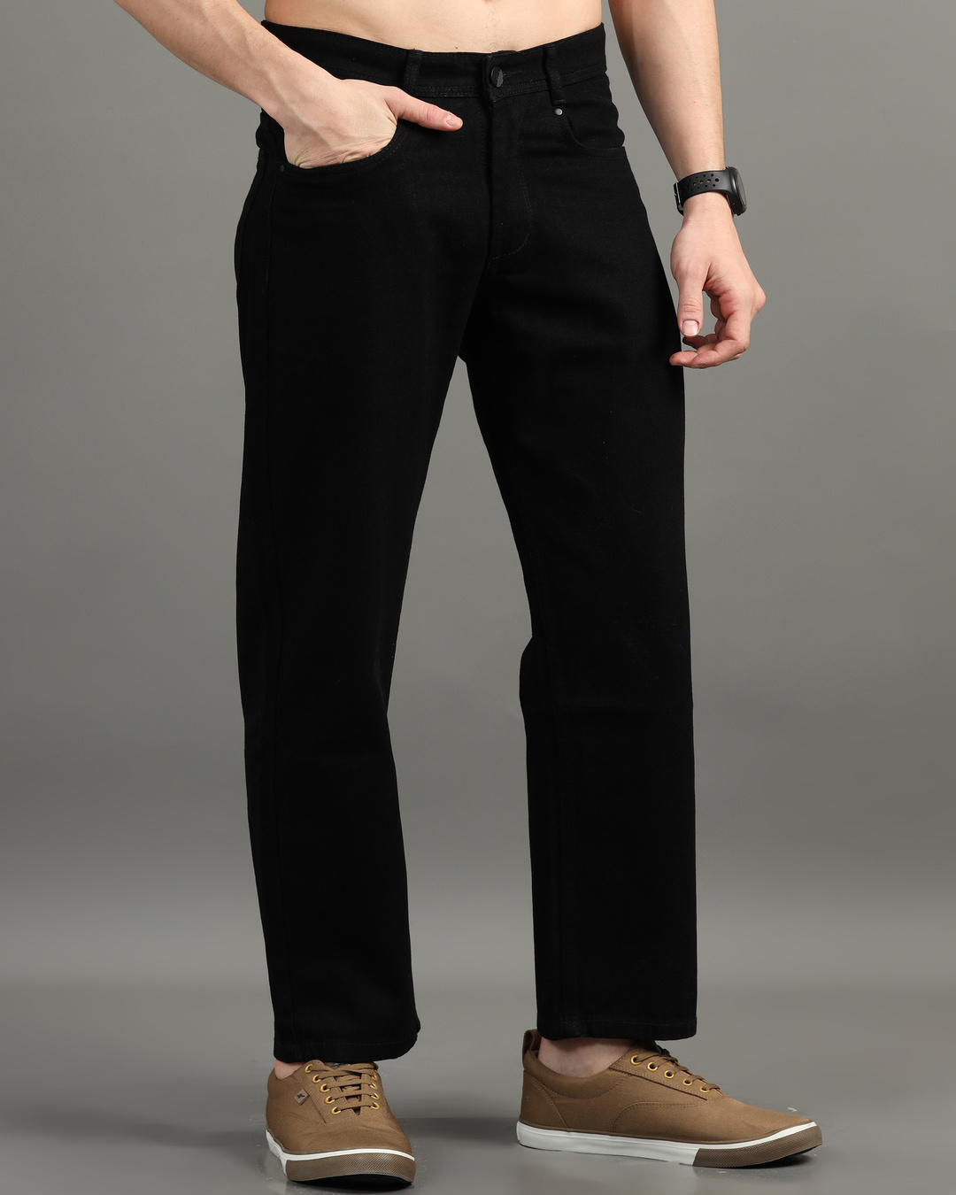 Shop Men's Black Loose Comfort Fit Jeans-Back