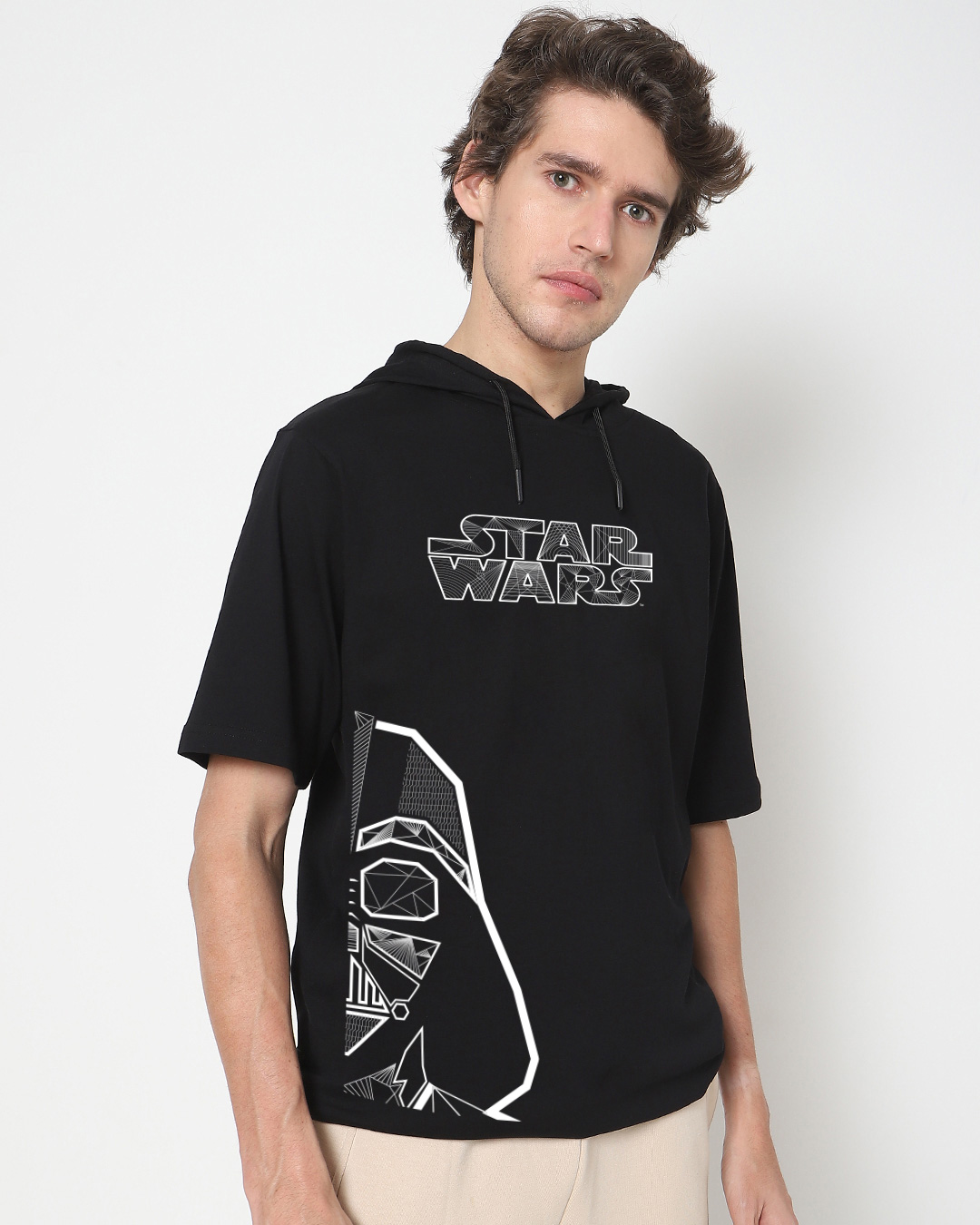 Shop Men's Black Lord Vader Oversized Hoodie T-shirt-Back