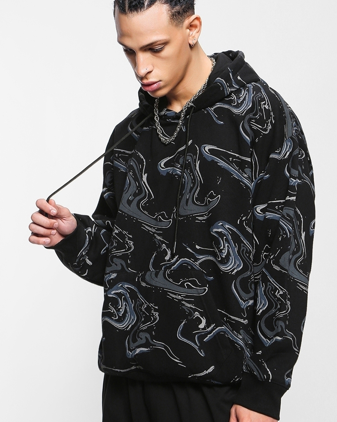 Green Cracked Marble Men's Hoodie