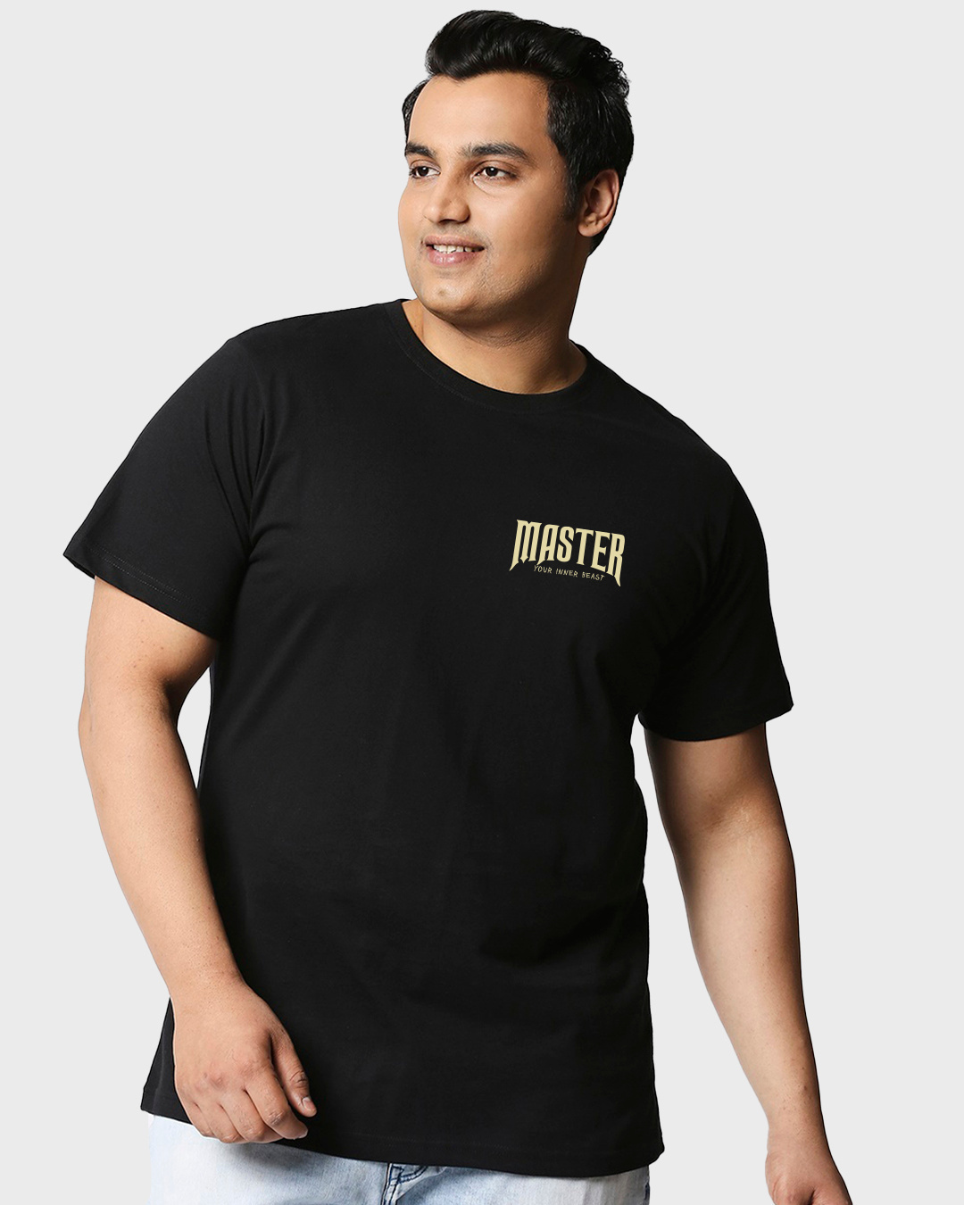 Shop Men's Black Master Graphic Printed Oversized Plus Size T-shirt-Back