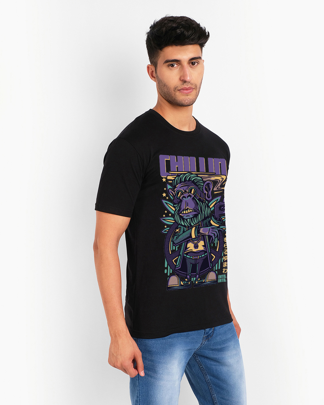 Buy Men's Black Men Graphic Printed T-shirt Online at Bewakoof