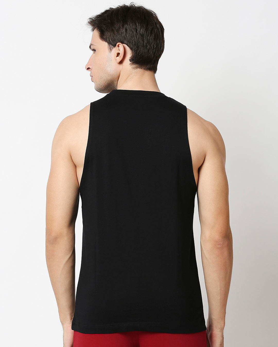 Shop Men's Black Metaverse Deep Armhole Graphic Printed Vest-Back