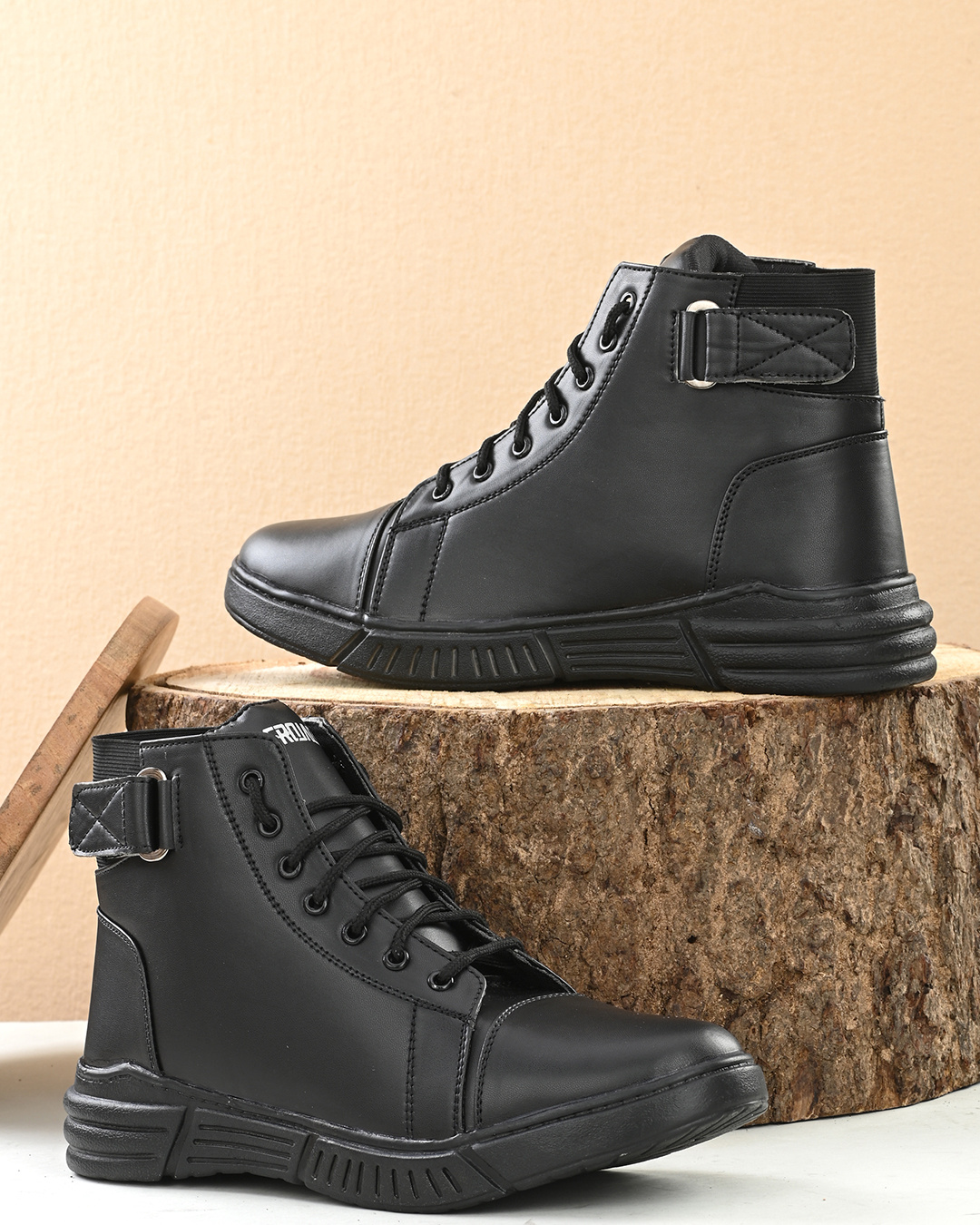 Shop Men's Black Mid Top Boots-Back