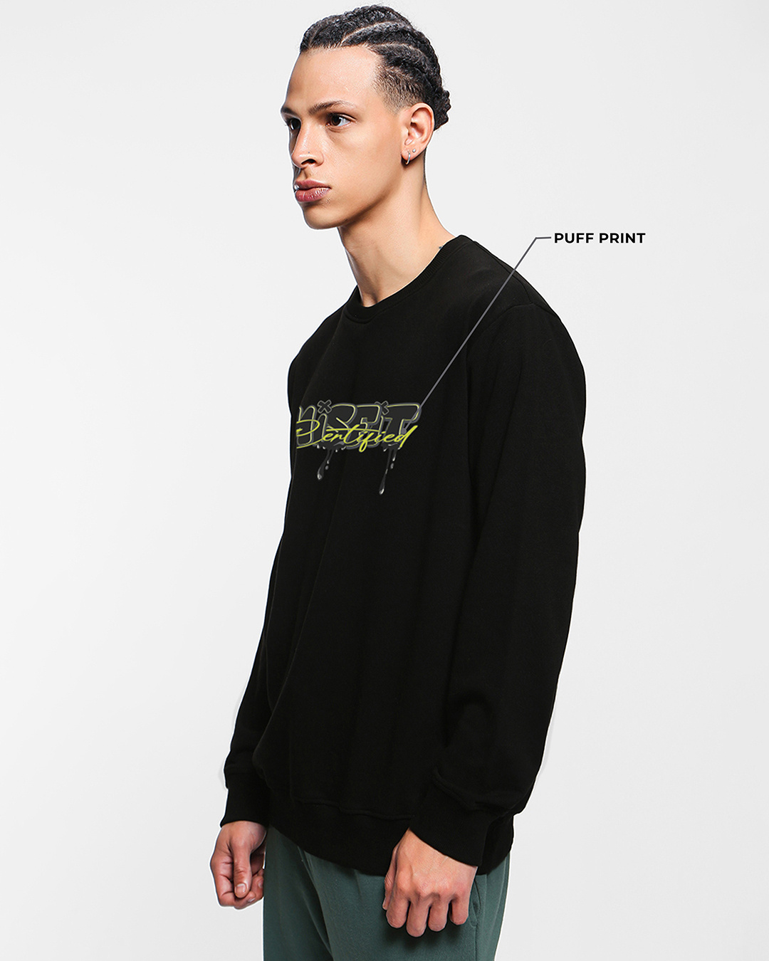 Shop Men's Black Misfit Typography Sweatshirt-Back