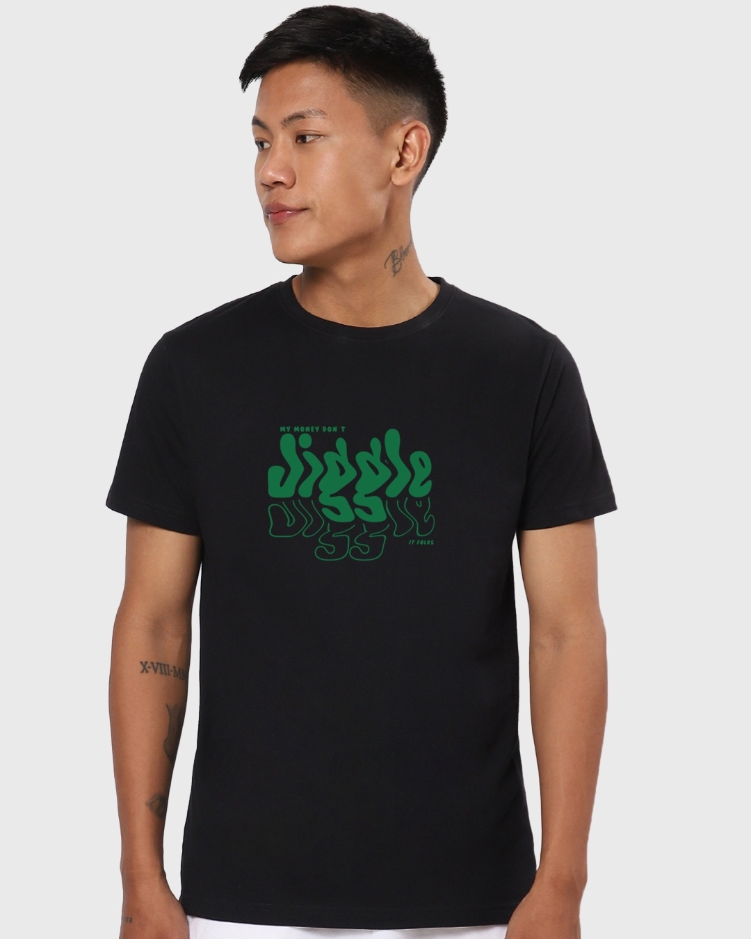 Shop Men's Black Money Don't Jiggle Graphic Printed T-shirt-Back