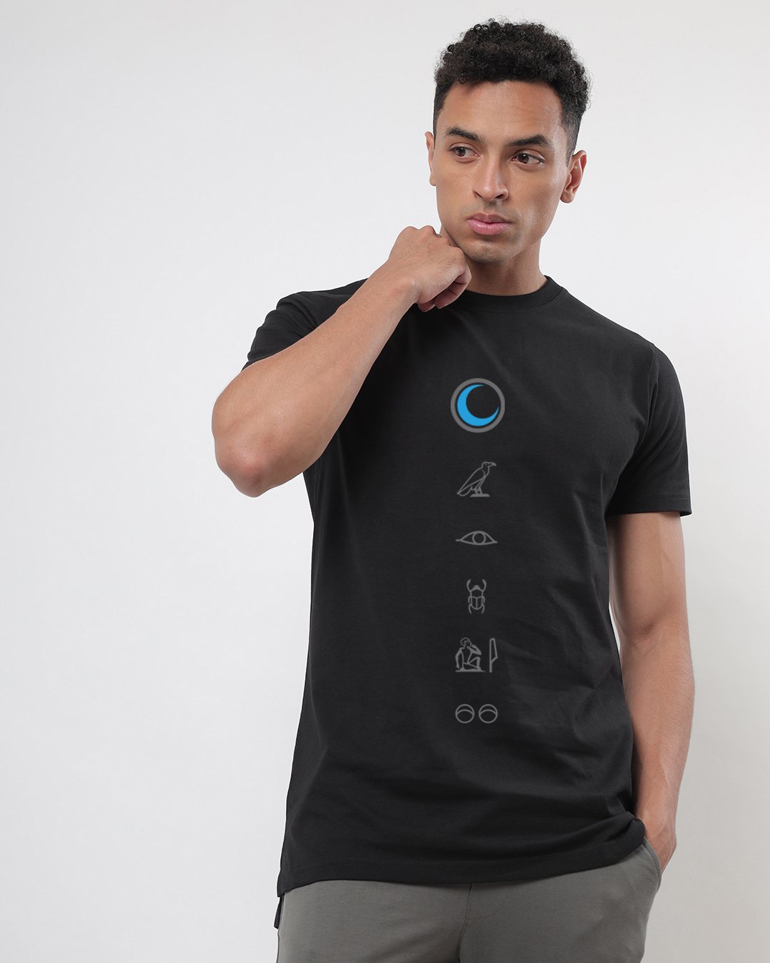 Shop Men's Black Moon Knight Longline Graphic Printed T-shirt-Back