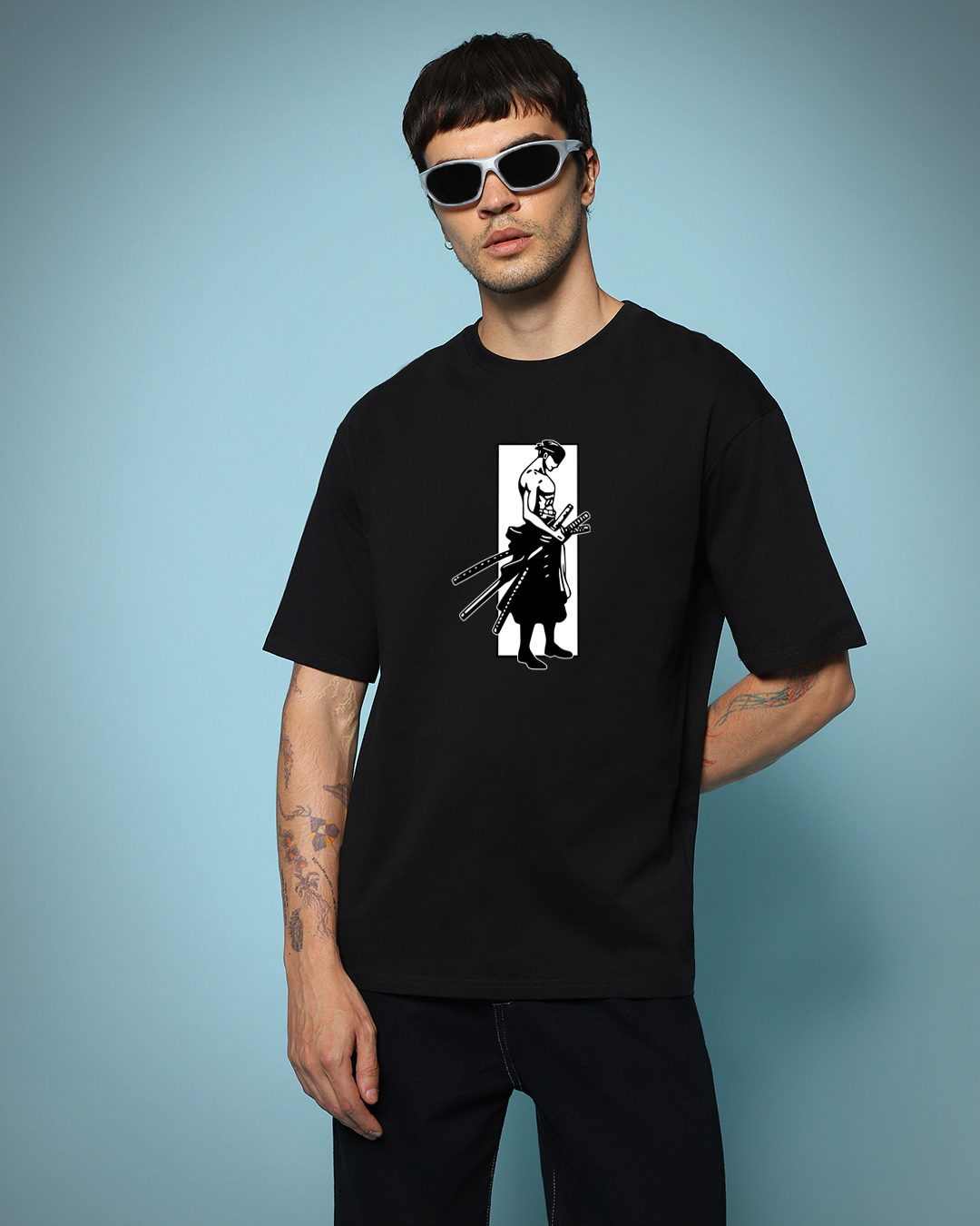 Shop Men's Black Moss Head Graphic Printed Oversized T-shirt-Back