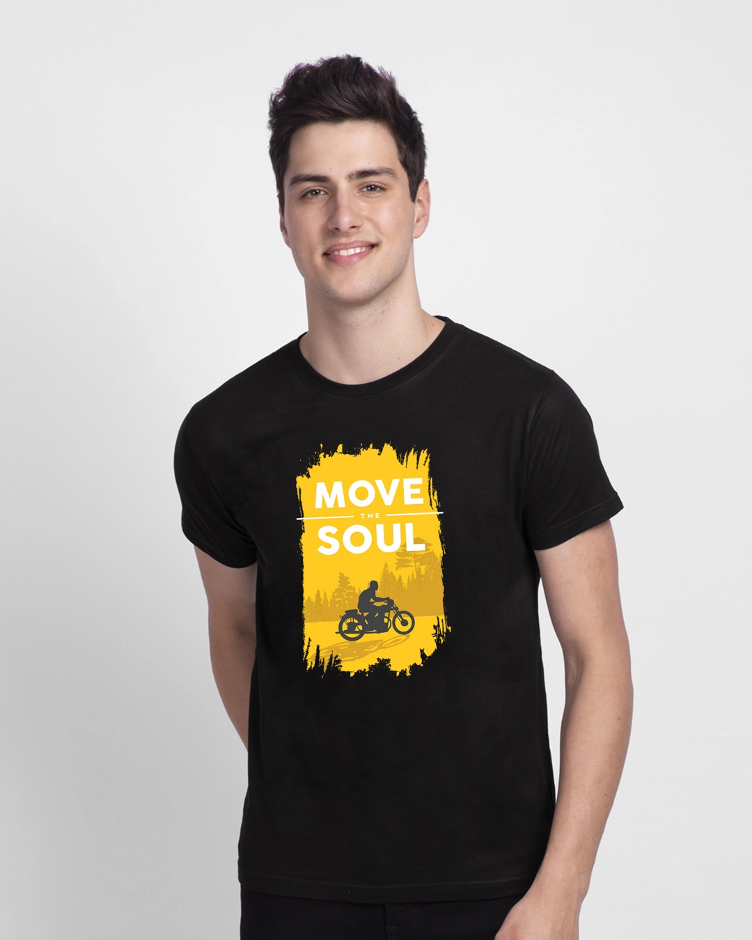 Shop Men's Black Move The Soul Biker Printed T-shirt-Back