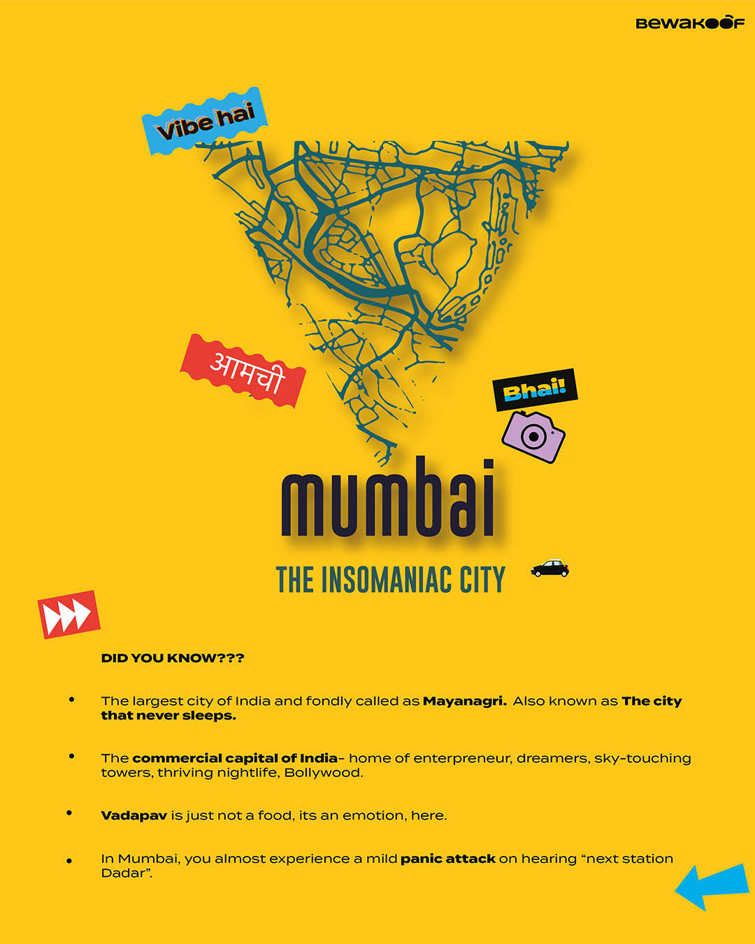 Shop Men's Black Mumbai City Typography T-shirt-Back