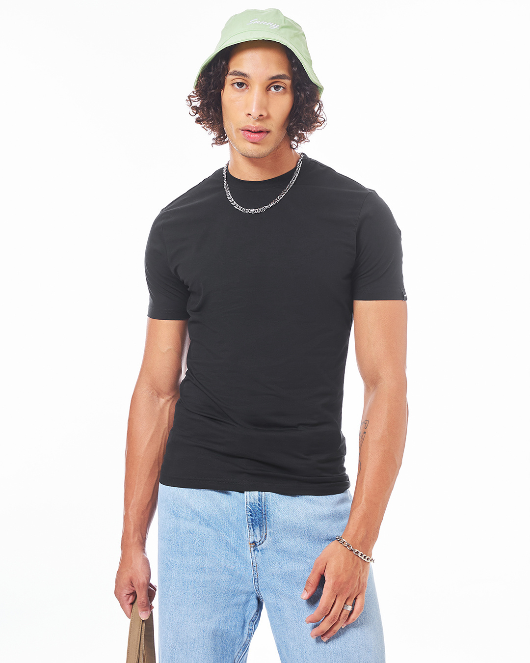 black muscle fit t shirt mens