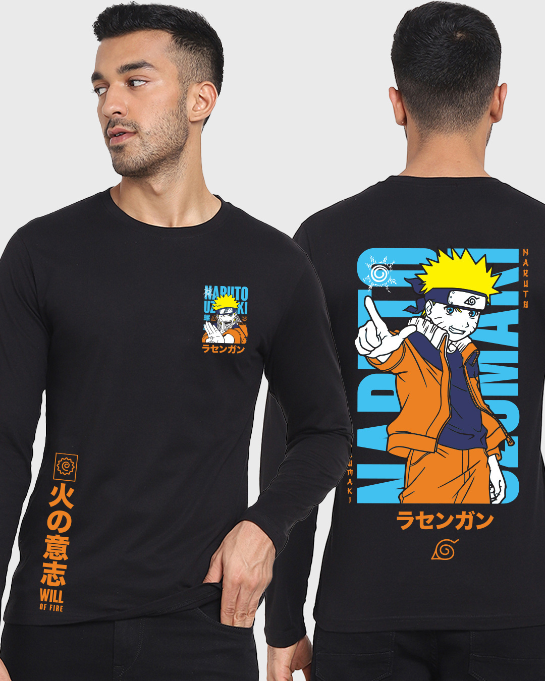 Buy Men's Black Naruto Uzumaki Dattebayo Graphic Printed T-shirt Online ...