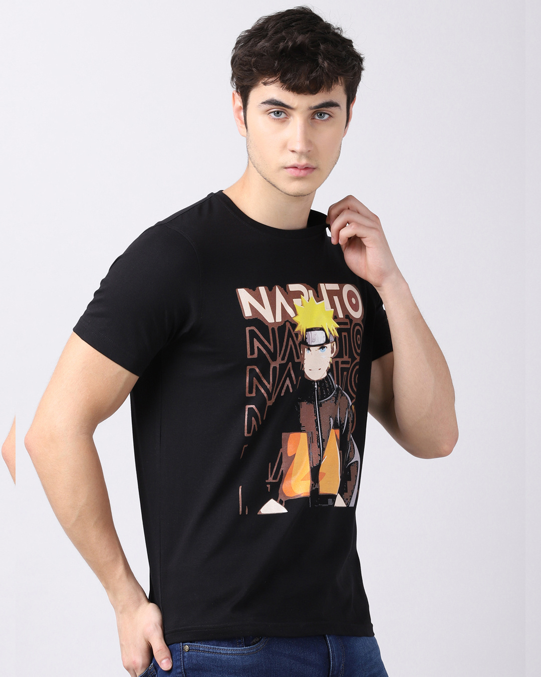 Shop Men's Black Anime Naruto Uzumaki Graphic Printed T-shirt-Back