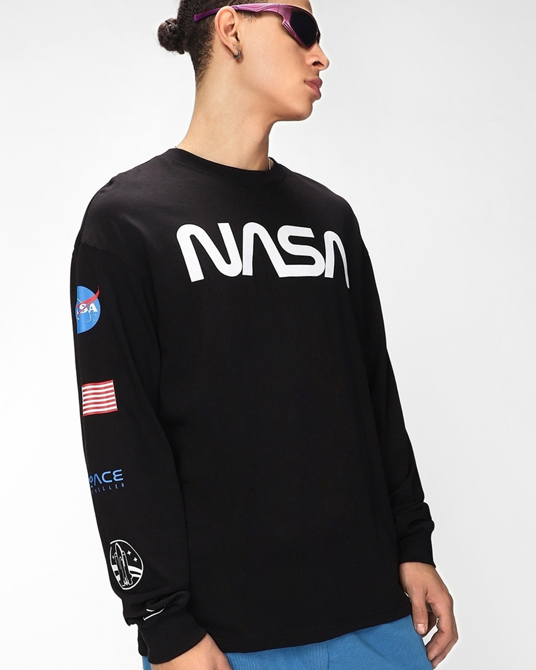 T-shirt NASA Graphique Homme 2XL – Noir/blanc Motif Coloré