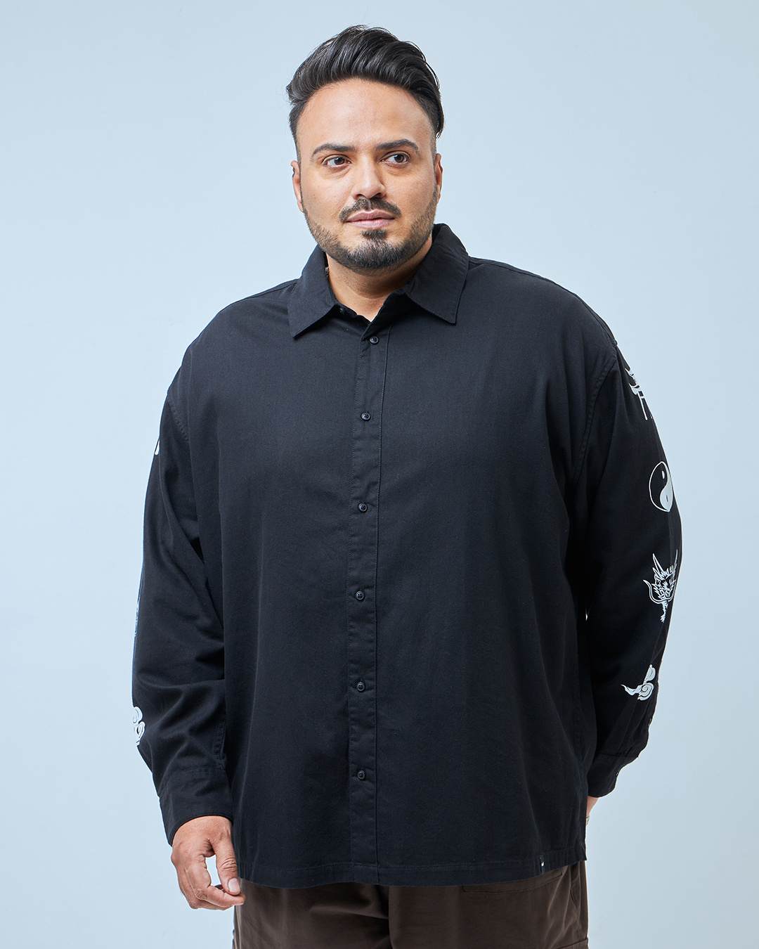 Shop Men's Black The Myth Graphic Printed Oversized Plus Size Shirt-Back