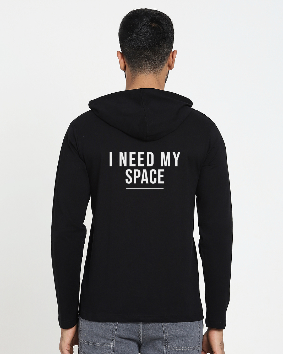 Shop Men's Black NASA Typography Hoodie T-shirt-Back