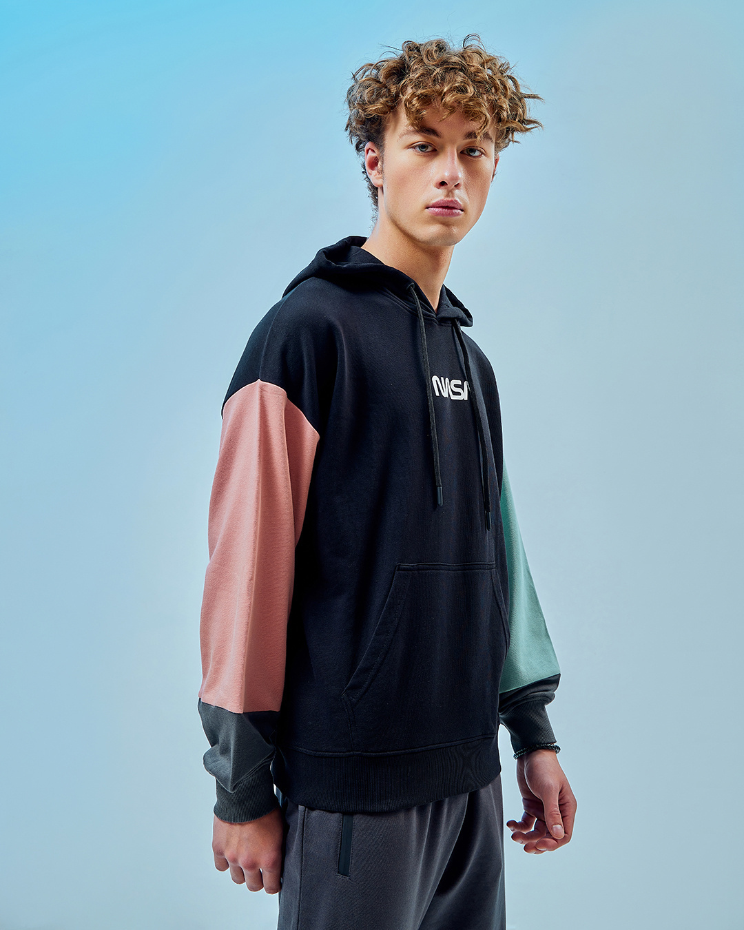 Buy Men's Black NASA Typography Oversized Hoodies Online at Bewakoof