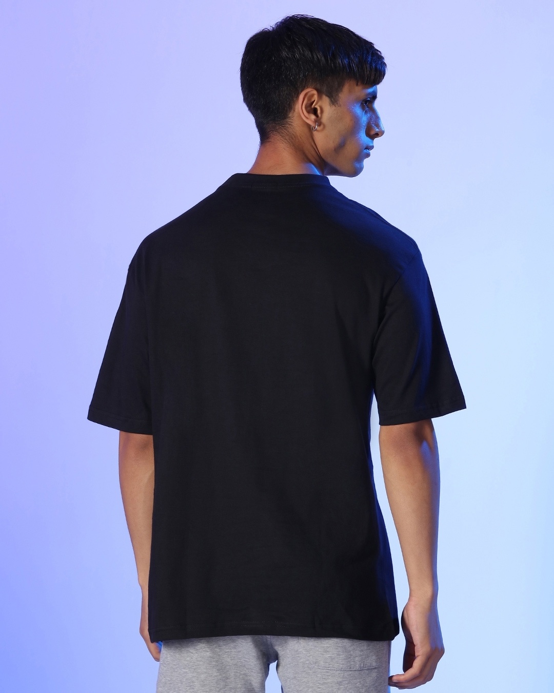 Shop Men's Black Nine Tail Oversized T-shirt-Back