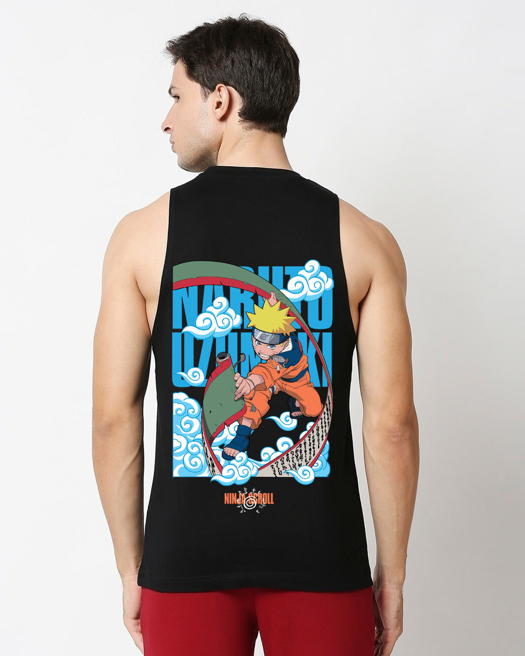 Buy Men's Black Ninja Scroll Graphic Printed Vest Online at Bewakoof