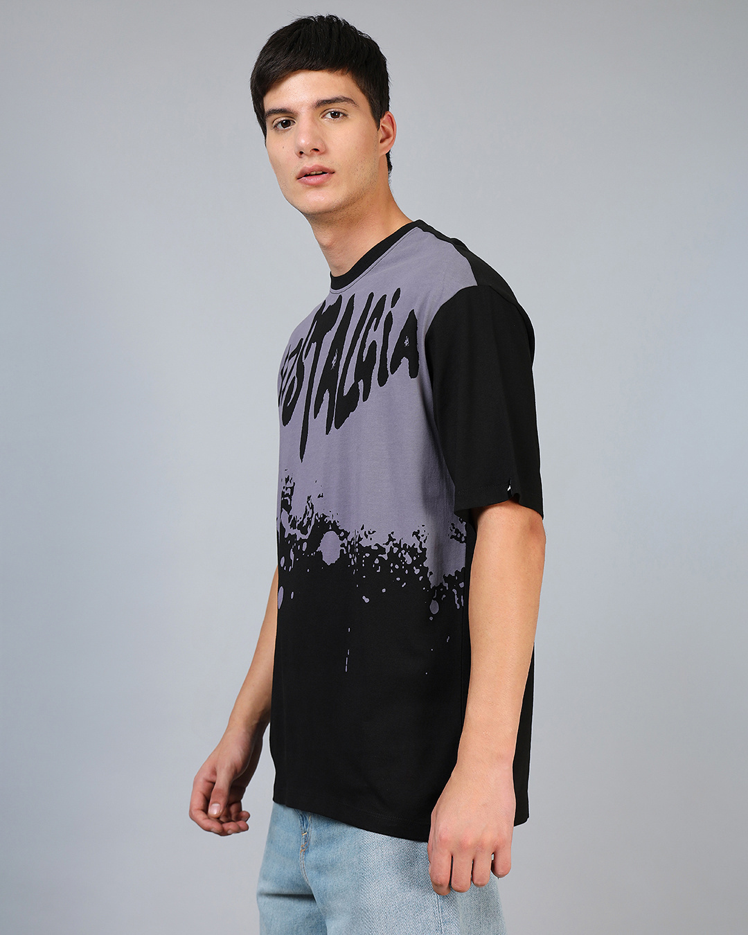 Buy Men's Black Nostalgia Graphic Print Oversized T-shirt Online at ...