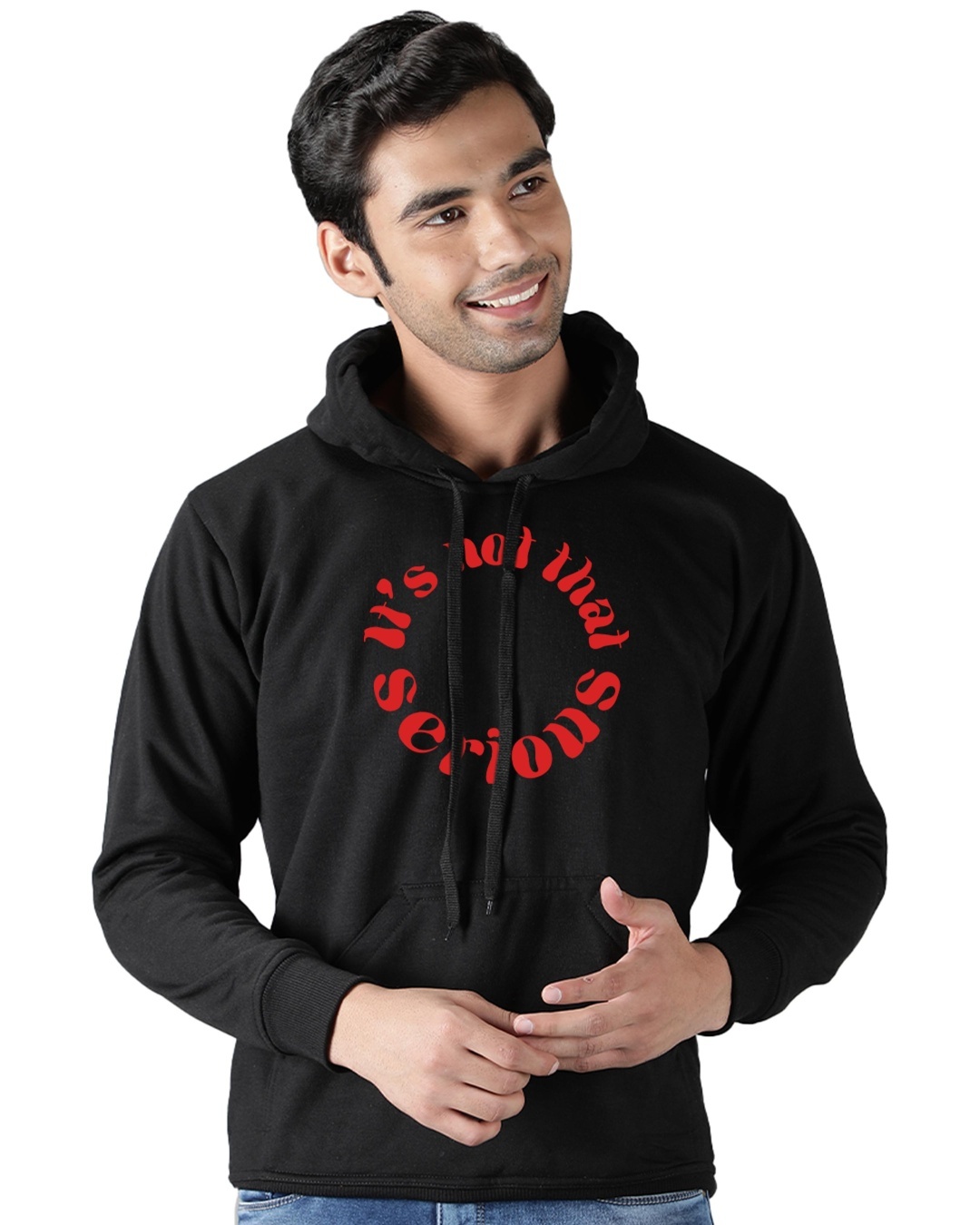 Shop Men's Black Not That Serious Typography Hoodie-Back