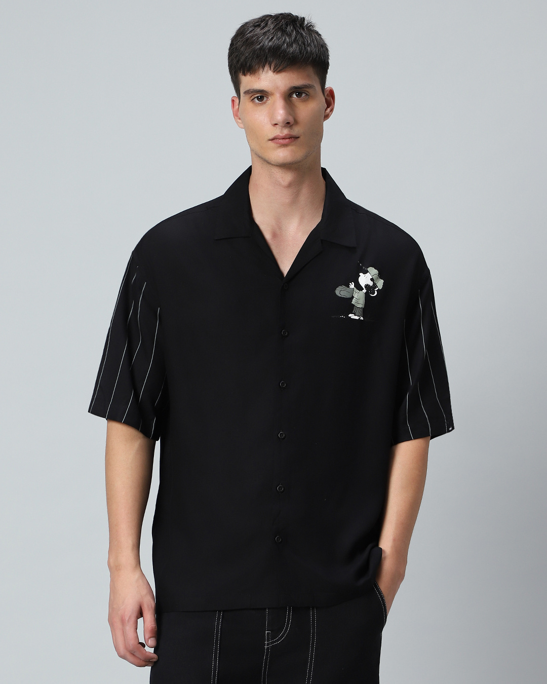 Shop Men's Black Nuts Graphic Printed Super Loose Fit Shirt-Back