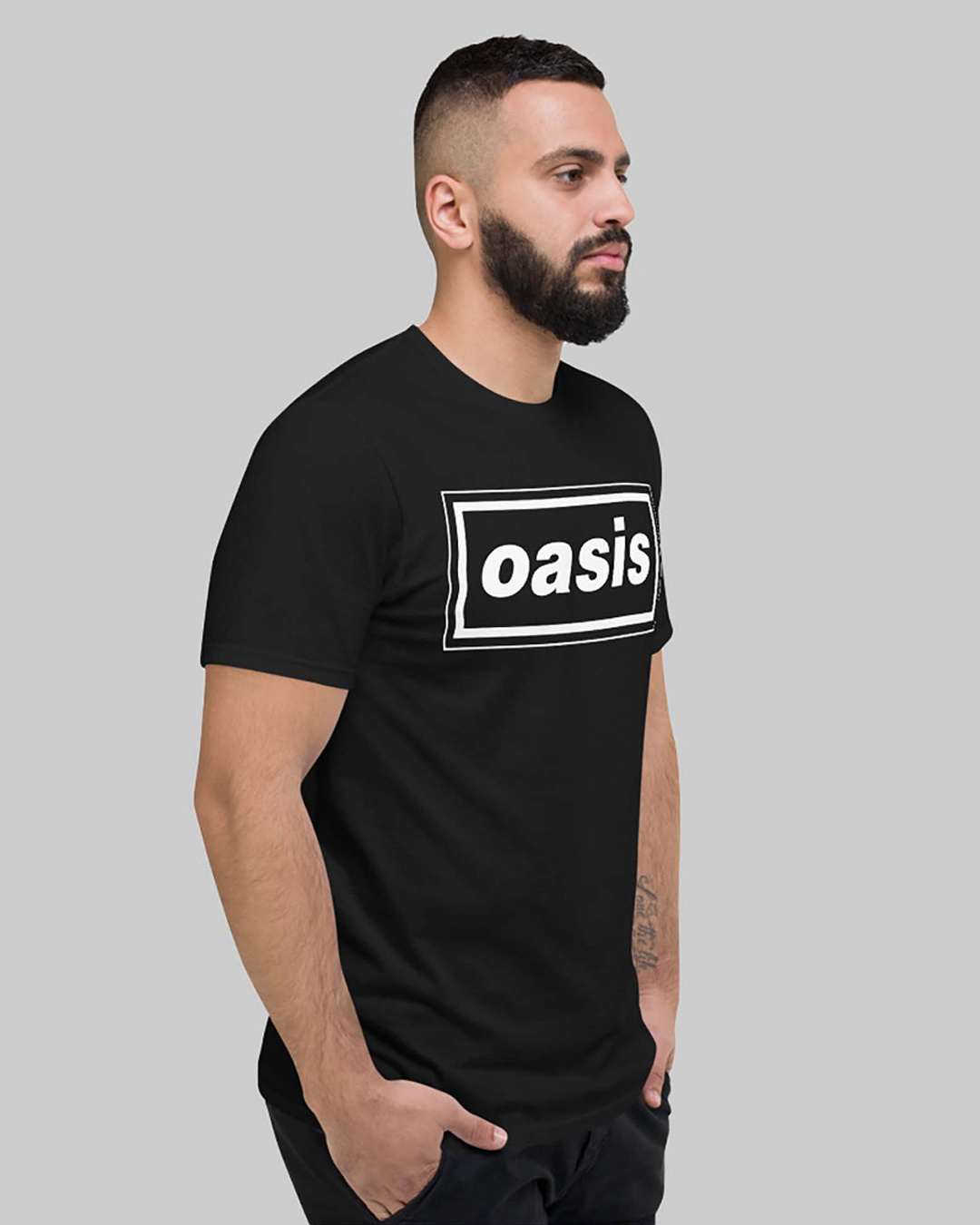 Shop Men's Black Oasis Typography T-shirt-Back