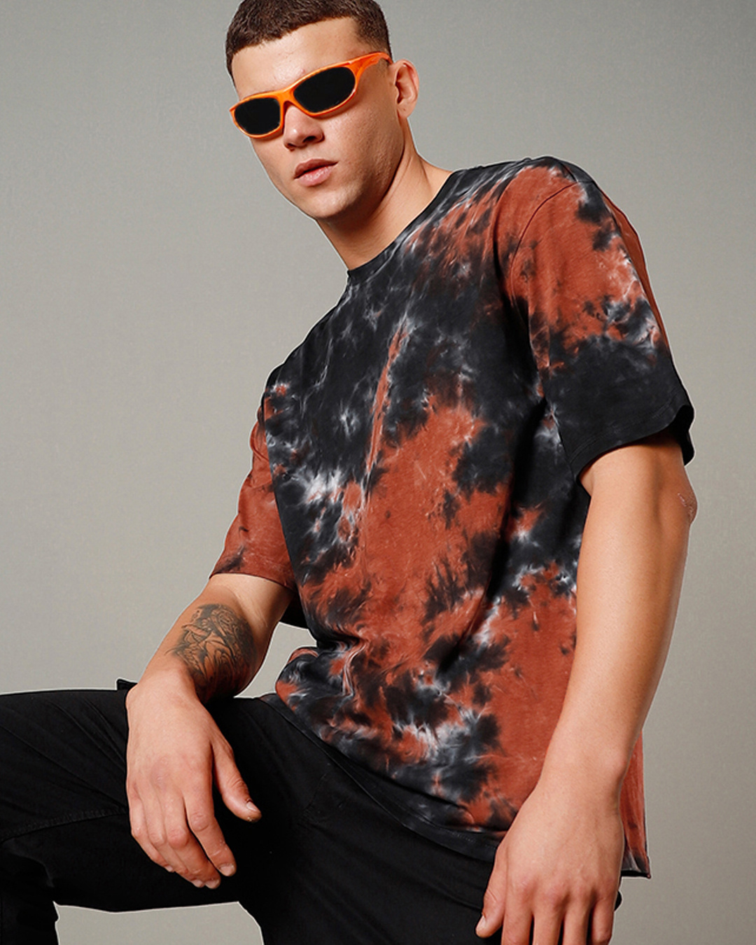 mens orange tie dye shirt