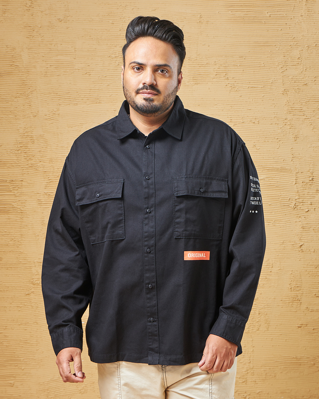 Shop Men's Black Original Graphic Printed Oversized Plus Size Shirt-Back