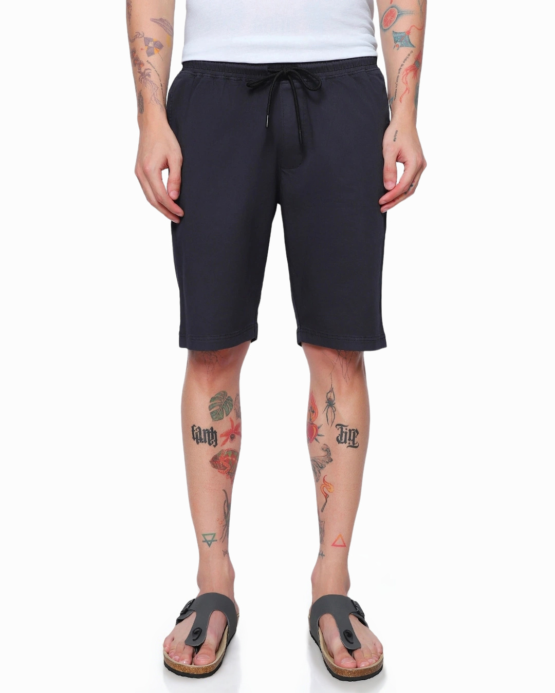 Shop Men's Black Over Dyed Shorts-Back