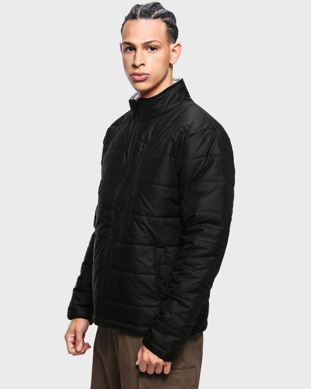 Shop Men's Black Oversized Puffer Jacket-Back