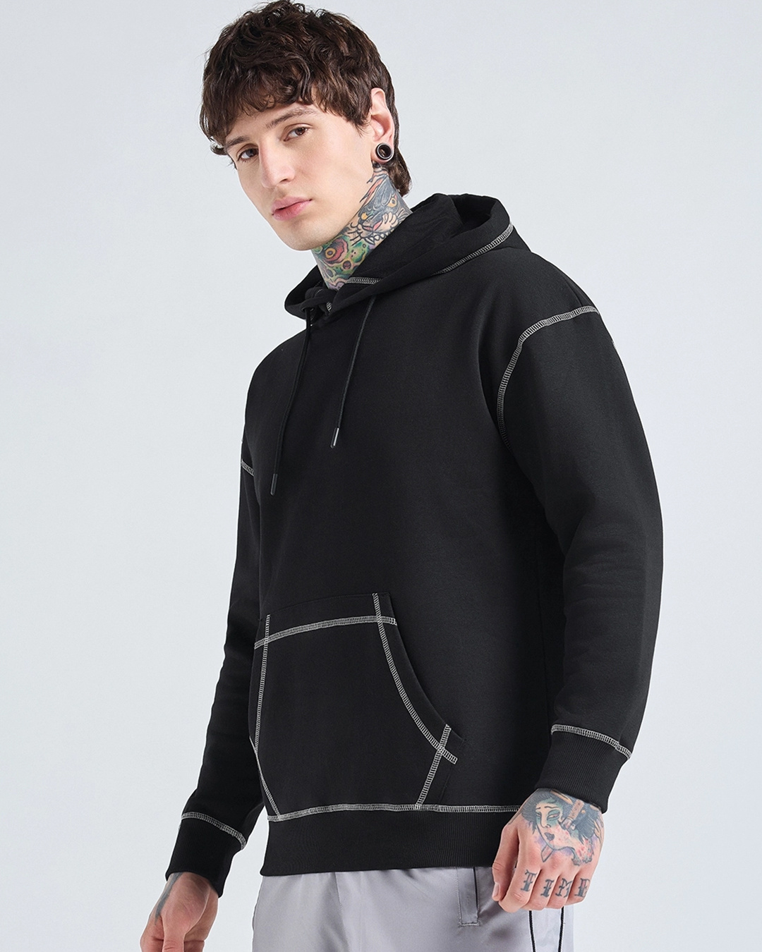Shop Men's Black Oversized Hoodies-Back