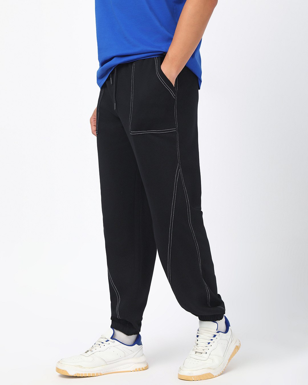 Shop Men's Black Oversized Joggers-Back