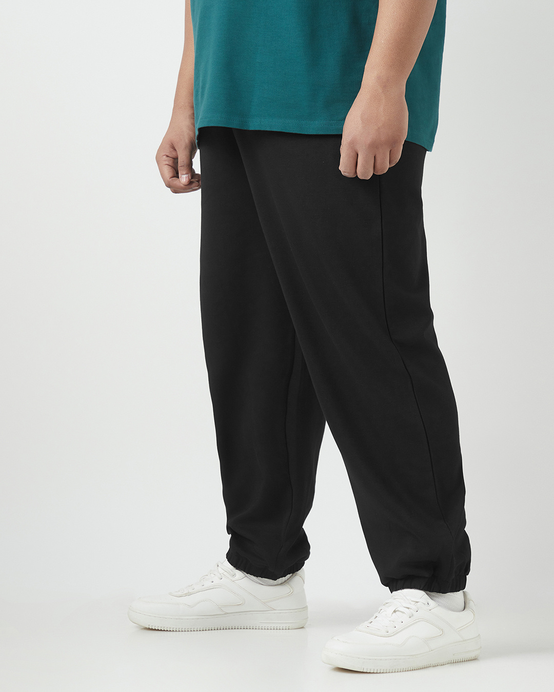 Shop Men's Black Oversized Plus Size Joggers-Back