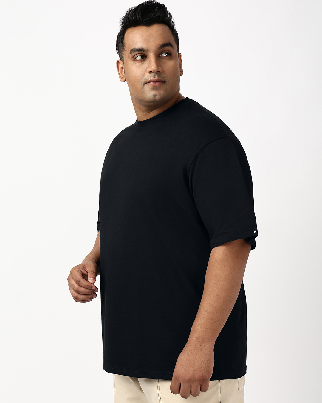 Shop Men's Black Oversized Plus Size T-shirt-Back