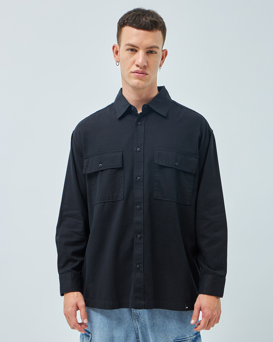 Shop Men's Black Oversized Shirt-Back