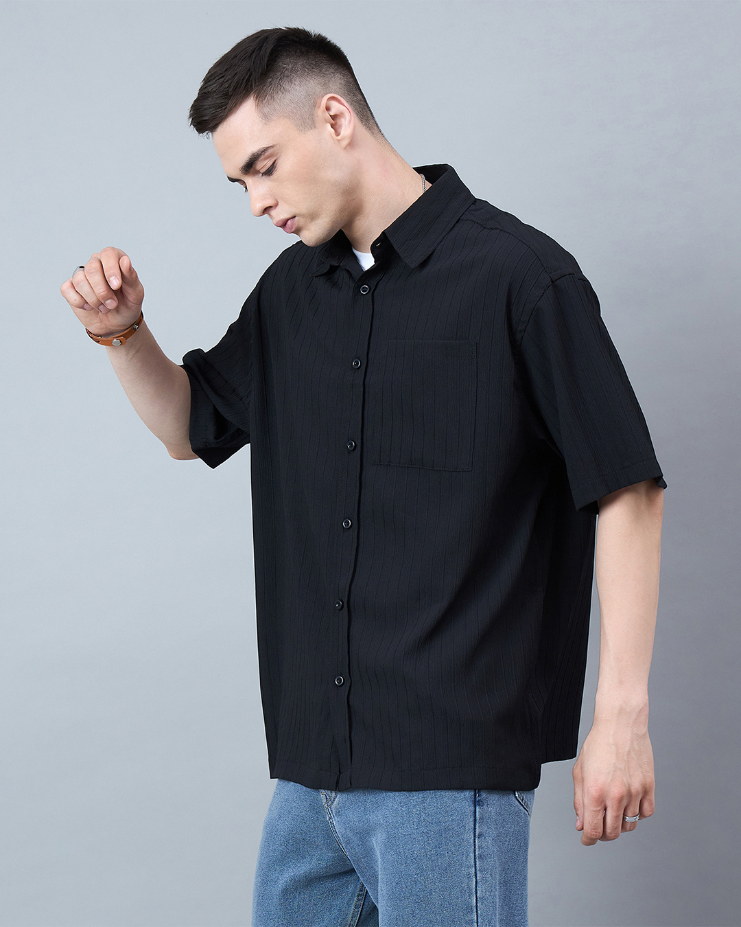 Shop Men's Black Oversized Shirt-Back