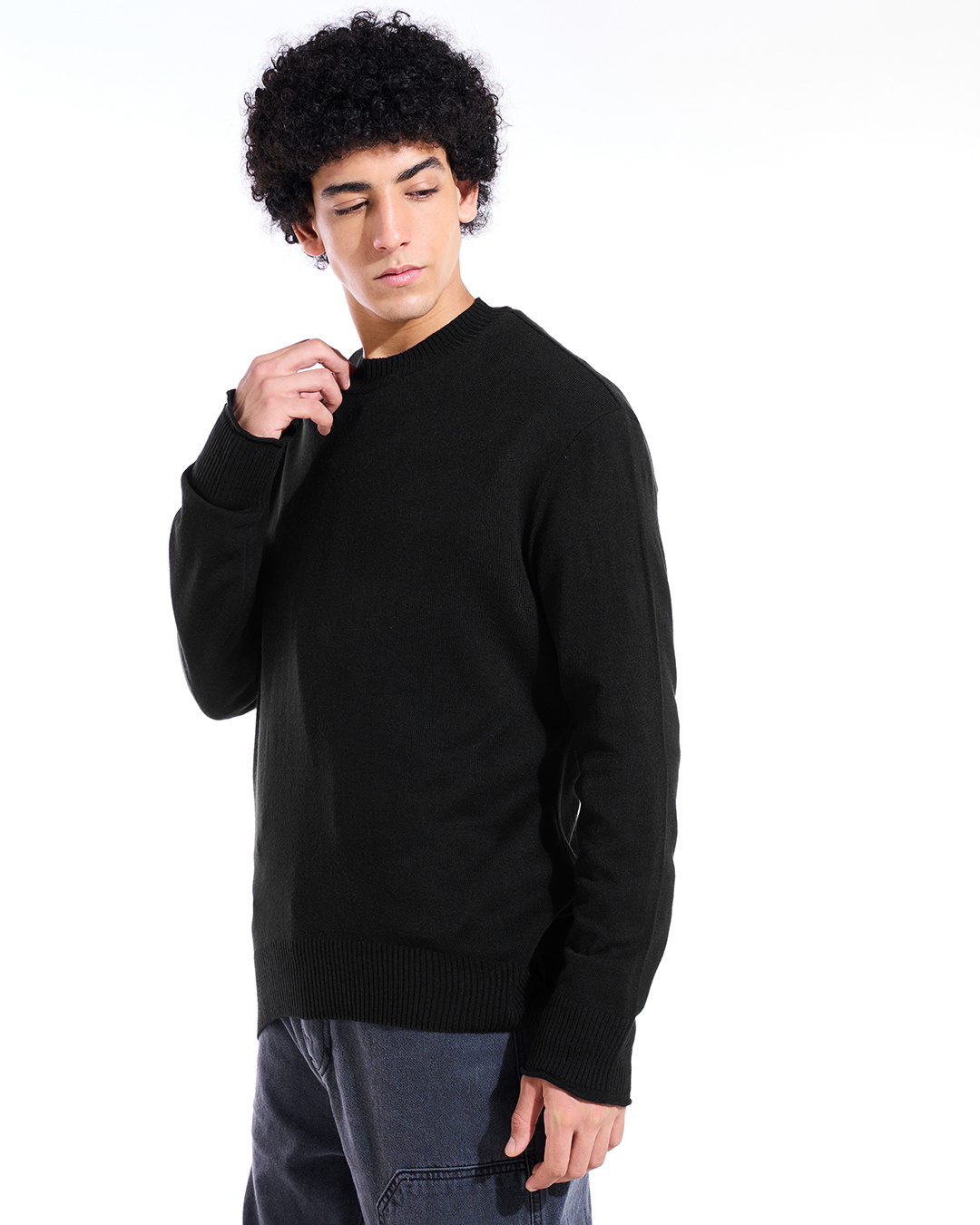 Shop Men's Black Oversized Sweater-Back