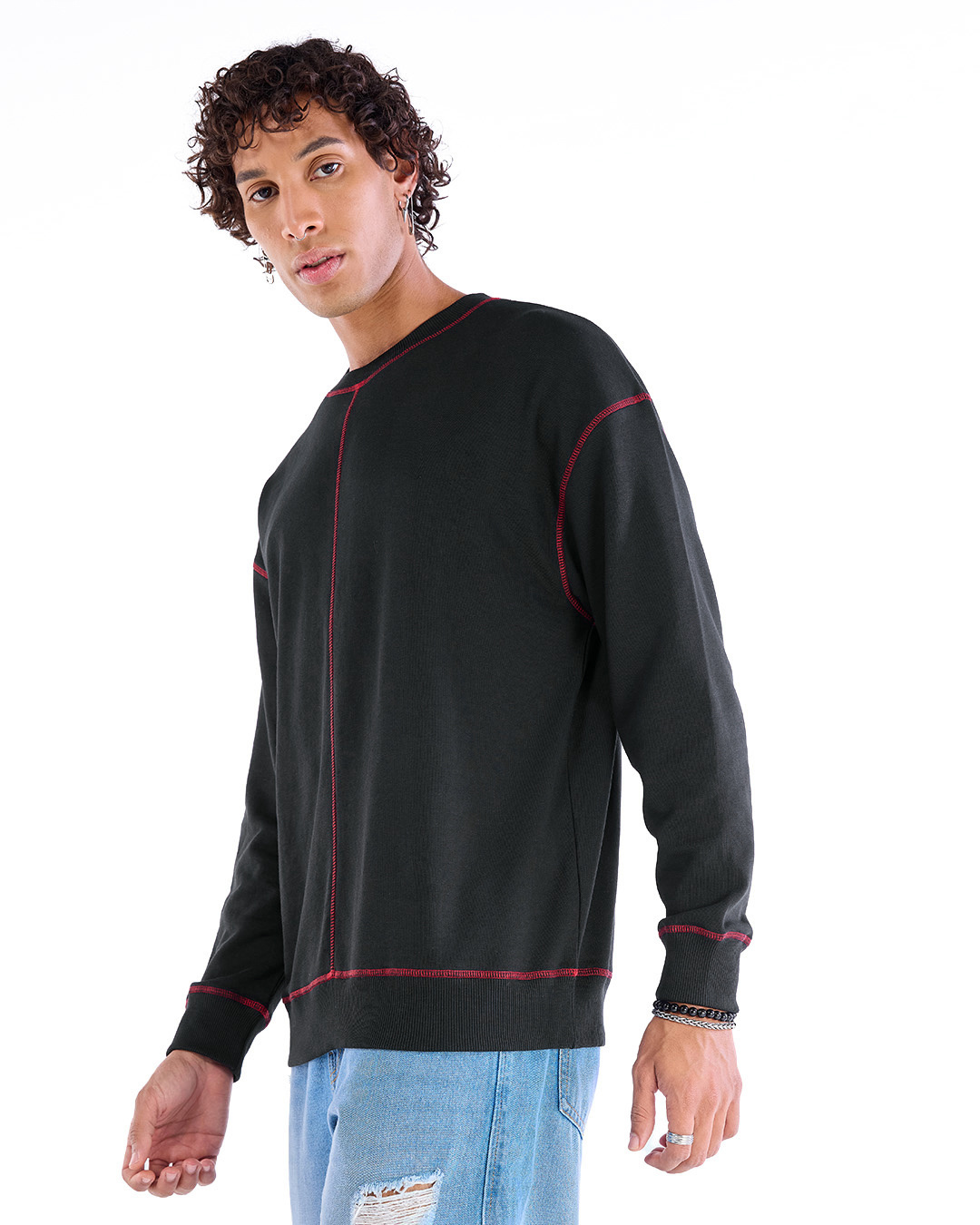 Shop Men's Black Oversized Sweatshirt-Back