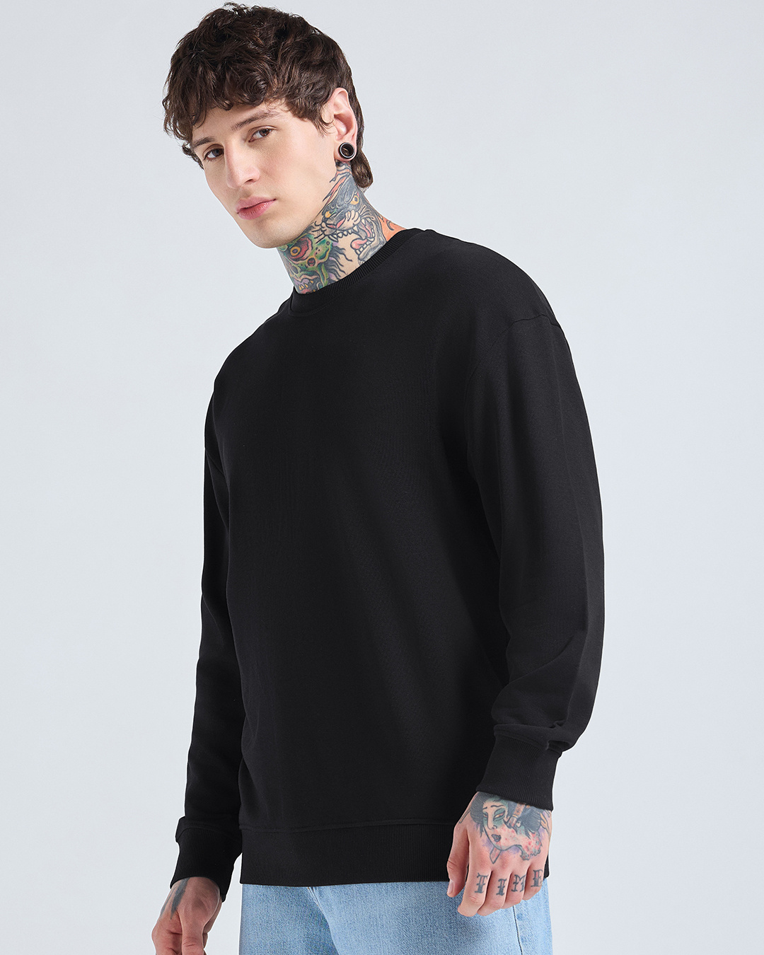 Shop Men's Black Oversized Sweatshirt-Back