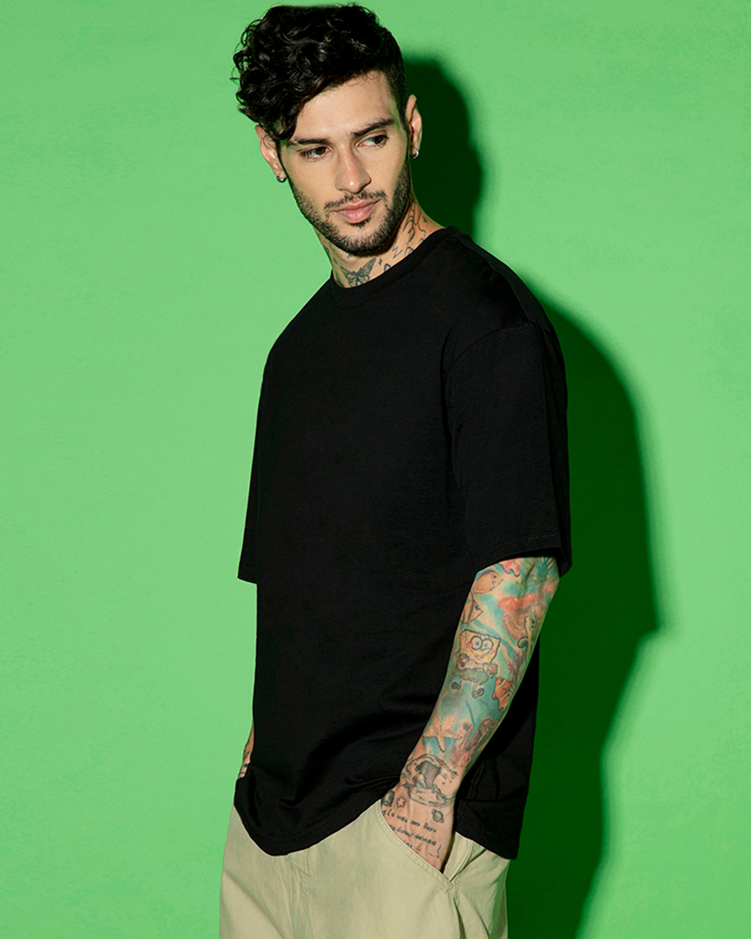 Shop Men's Black Oversized T-shirt-Back