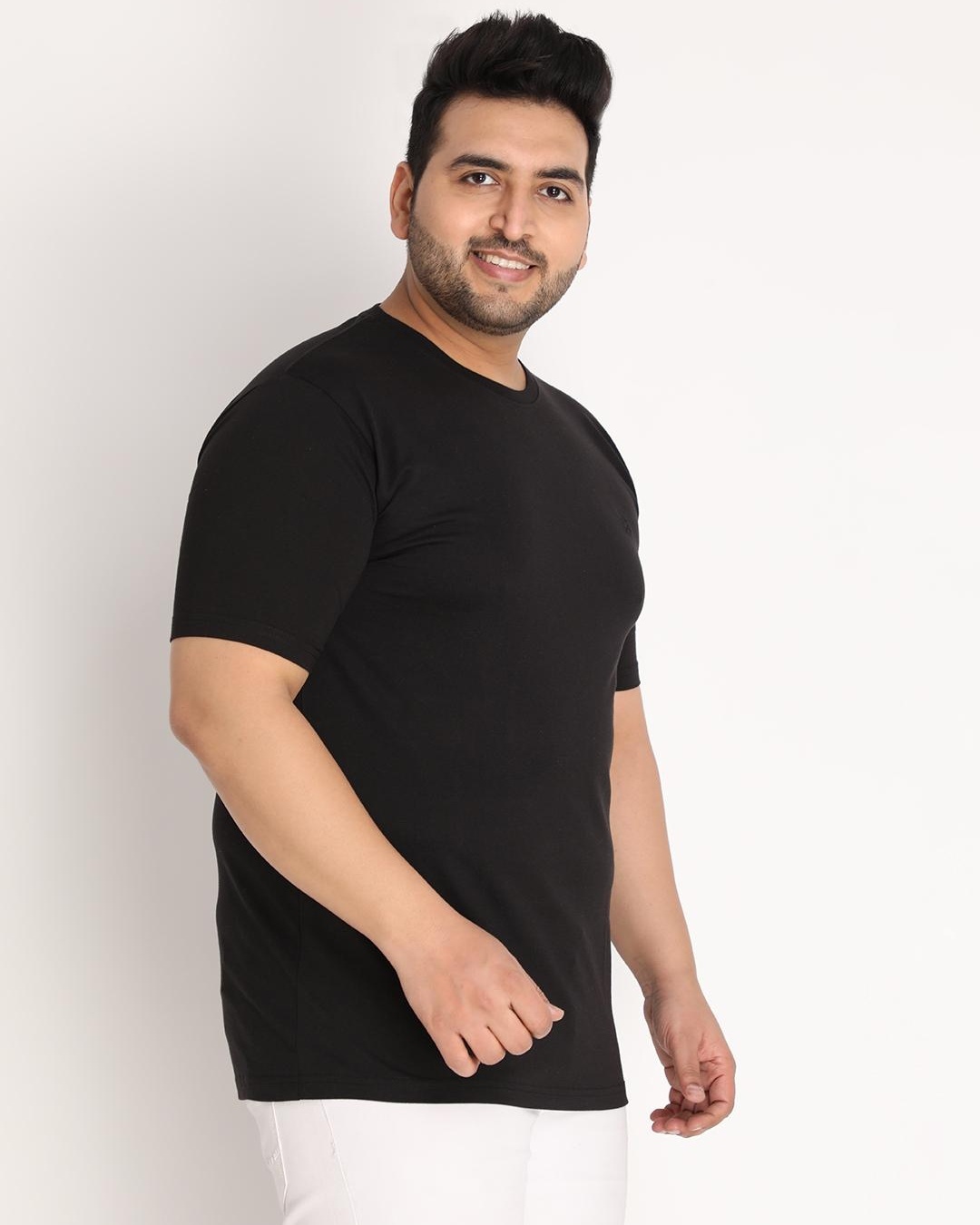 Shop Men's Black Plus Size T-shirt-Back