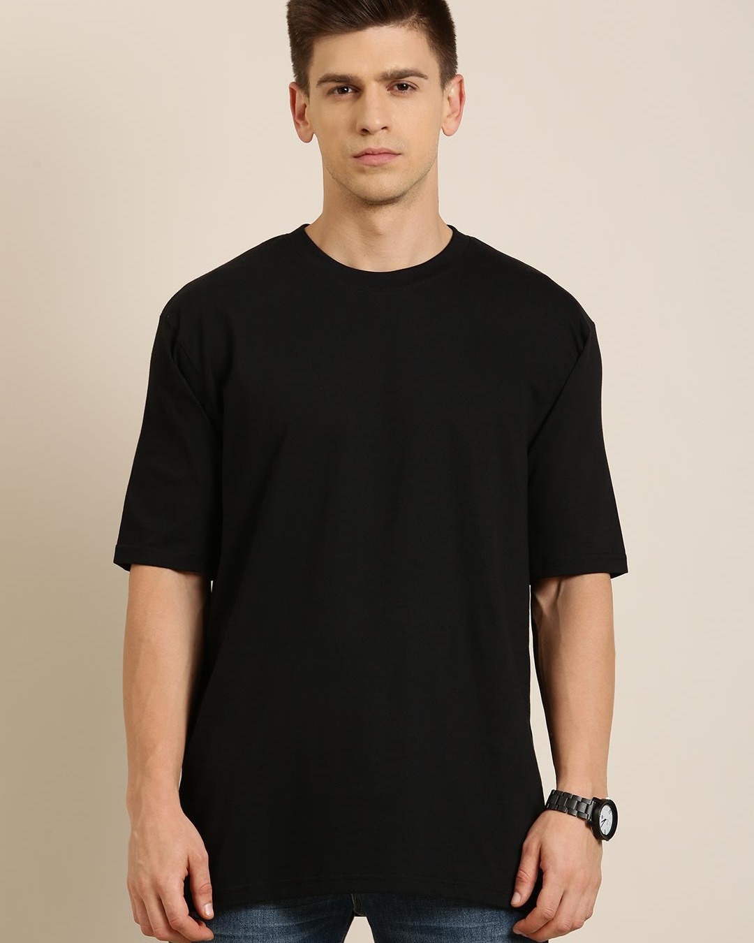 Buy Men's Black Oversized T-shirt Online at Bewakoof