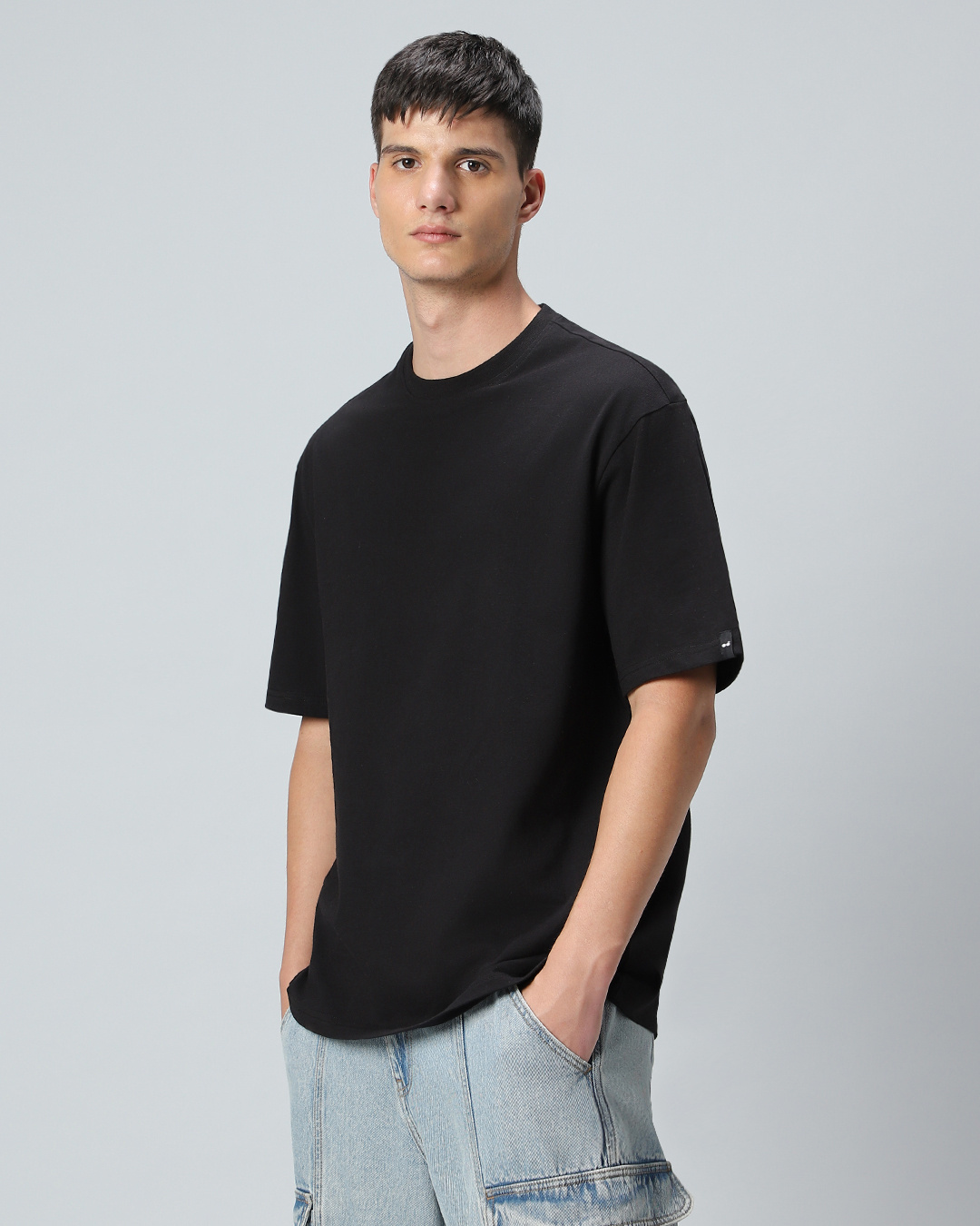 Shop Men's Black Oversized T-shirt-Back