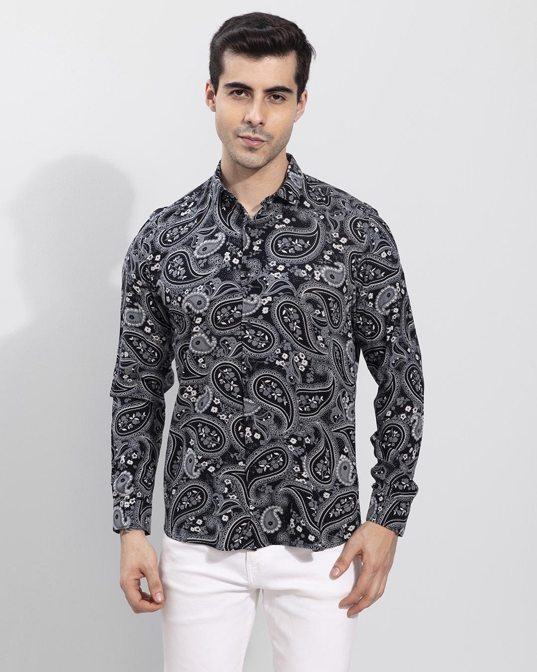 Buy Men's Black Paisley Printed Slim Fit Shirt Online at Bewakoof